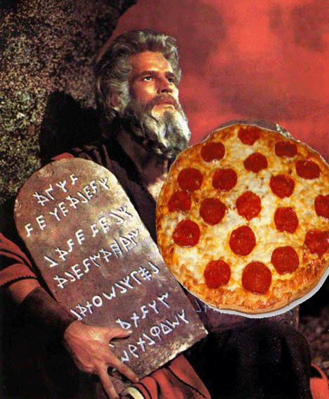 Moses with pizza